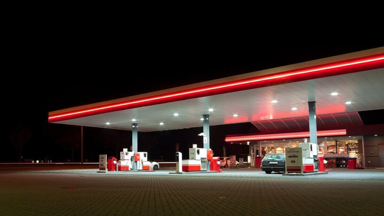 Forecourt Gas Station At Night 1